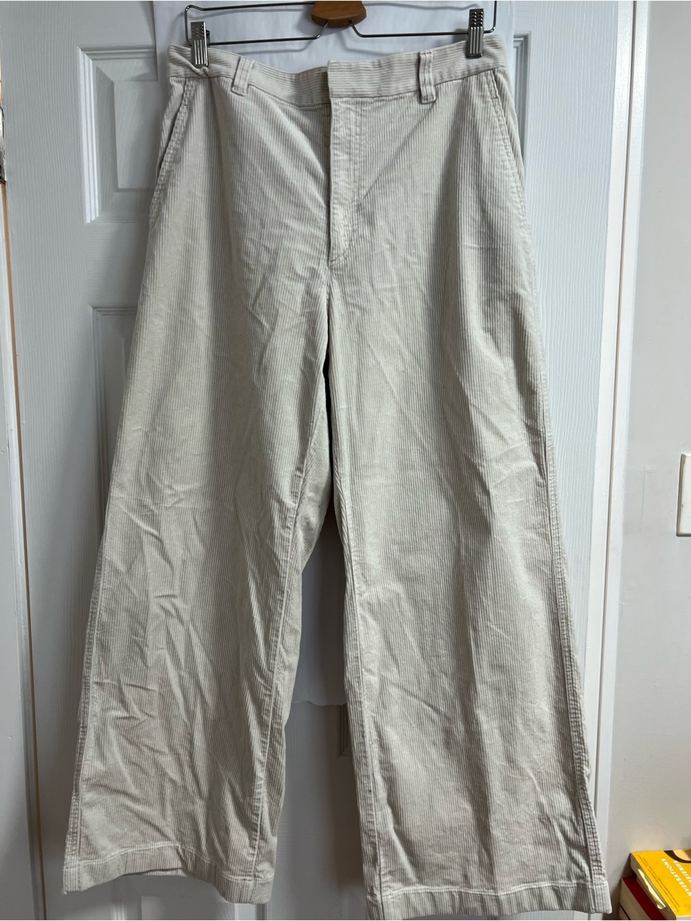 Women’s Wide-Leg Cream Corduroy Pants